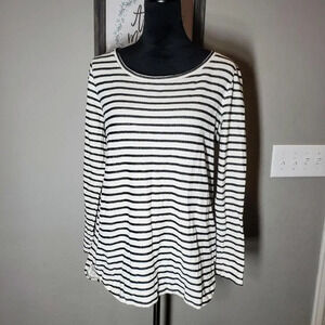 Merona Ivory and Gray Striped Top Size XL